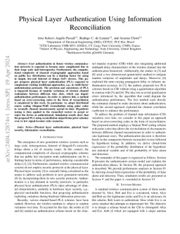 Physical Layer Authentication Using Information Reconciliation