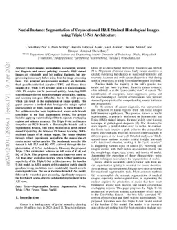 Nuclei Instance Segmentation of Cryosectioned H&E Stained Histological
  Images using Triple U-Net Architecture