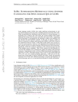 SuRe: Summarizing Retrievals using Answer Candidates for Open-domain QA
  of LLMs