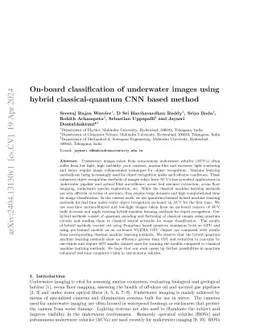 On-board classification of underwater images using hybrid
  classical-quantum CNN based method