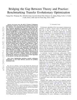 Bridging the Gap Between Theory and Practice: Benchmarking Transfer
  Evolutionary Optimization