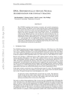 DNA: Differentially private Neural Augmentation for contact tracing