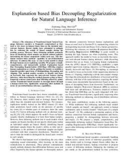 Explanation based Bias Decoupling Regularization for Natural Language
  Inference