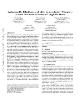 Evaluating the Effectiveness of LLMs in Introductory Computer Science
  Education: A Semester-Long Field Study