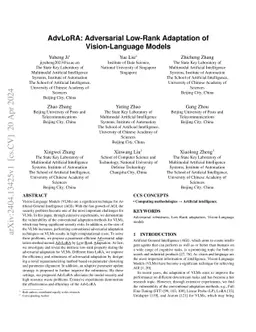 Enhancing Adversarial Robustness of Vision-Language Models through Low-Rank Adaptation
