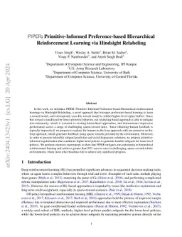 PIPER: Primitive-Informed Preference-based Hierarchical Reinforcement
  Learning via Hindsight Relabeling