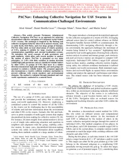 PACNav: Enhancing Collective Navigation for UAV Swarms in
  Communication-Challenged Environments