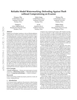 Reliable Model Watermarking: Defending Against Theft without
  Compromising on Evasion
