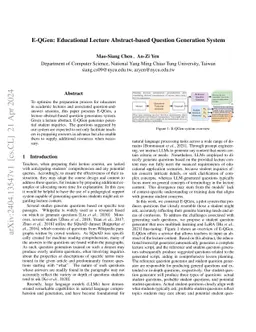 E-QGen: Educational Lecture Abstract-based Question Generation System