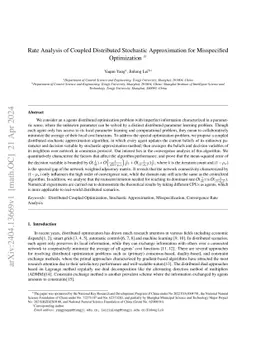Rate Analysis of Coupled Distributed Stochastic Approximation for
  Misspecified Optimization