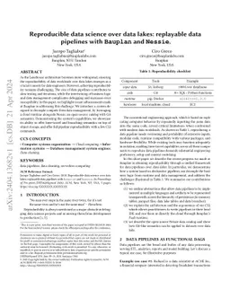 Reproducible data science over data lakes: replayable data pipelines
  with Bauplan and Nessie