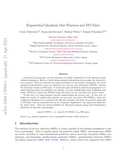 Exponential Quantum One-Wayness and EFI Pairs