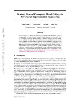 Towards General Conceptual Model Editing via Adversarial Representation
  Engineering