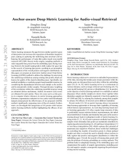 Anchor-aware Deep Metric Learning for Audio-visual Retrieval