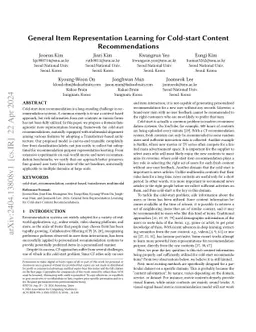 General Item Representation Learning for Cold-start Content
  Recommendations