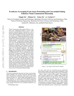 EventLens: Leveraging Event-Aware Pretraining and Cross-modal Linking
  Enhances Visual Commonsense Reasoning