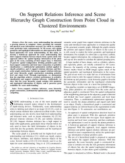 On Support Relations Inference and Scene Hierarchy Graph Construction
  from Point Cloud in Clustered Environments