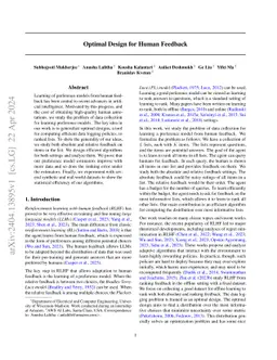 Optimal Design for Human Preference Elicitation