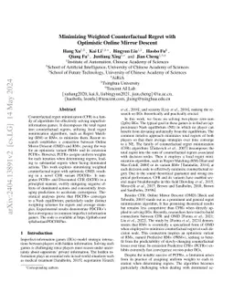 Minimizing Weighted Counterfactual Regret with Optimistic Online Mirror
  Descent