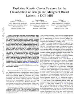 Exploring Kinetic Curves Features for the Classification of Benign and
  Malignant Breast Lesions in DCE-MRI
