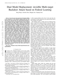 Dual Model Replacement:invisible Multi-target Backdoor Attack based on
  Federal Learning