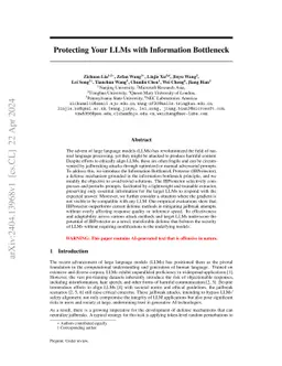 Protecting Your LLMs with Information Bottleneck