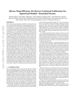 QCore: Data-Efficient, On-Device Continual Calibration for Quantized
  Models -- Extended Version