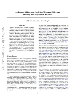An Improved Finite-time Analysis of Temporal Difference Learning with
  Deep Neural Networks