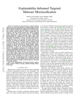 Explainability-Informed Targeted Malware Misclassification
