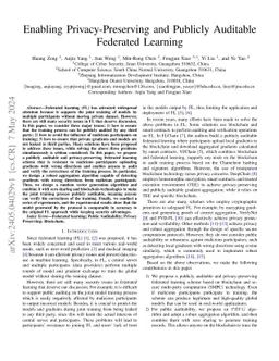 Enabling Privacy-Preserving and Publicly Auditable Federated Learning