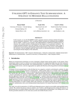 Utilizing GPT to Enhance Text Summarization: A Strategy to Minimize
  Hallucinations