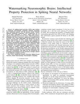 Watermarking Neuromorphic Brains: Intellectual Property Protection in
  Spiking Neural Networks