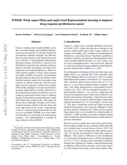 WISER: Weak supervISion and supErvised Representation learning to
  improve drug response prediction in cancer