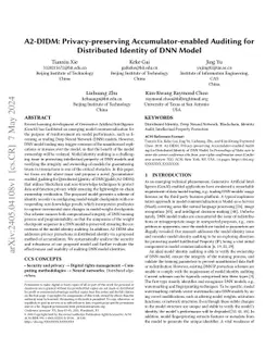 A2-DIDM: Privacy-preserving Accumulator-enabled Auditing for Distributed Identity of DNN Model