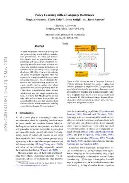 Policy Learning with a Language Bottleneck
