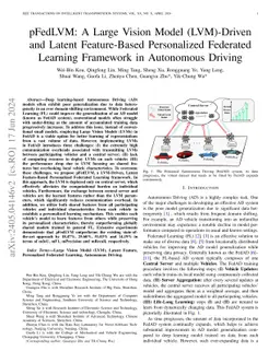 pFedLVM: A Large Vision Model (LVM)-Driven and Latent Feature-Based Personalized Federated Learning Framework in Autonomous Driving