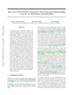 How does GPT-2 Predict Acronyms? Extracting and Understanding a Circuit
  via Mechanistic Interpretability