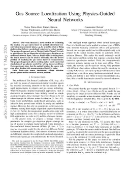 Gas Source Localization Using physics Guided Neural Networks