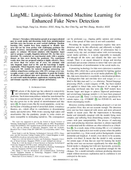 LingML: Linguistic-Informed Machine Learning for Enhanced Fake News
  Detection