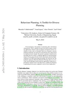 Behaviour Planning: A Toolkit for Diverse Planning