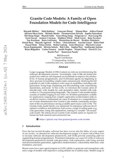 Granite Code Models: A Family of Open Foundation Models for Code
  Intelligence