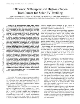 S3Former: Self-supervised High-resolution Transformer for Solar PV Profiling
