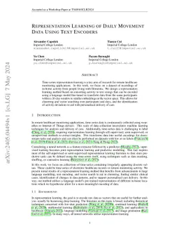 Representation Learning of Daily Movement Data Using Text Encoders
