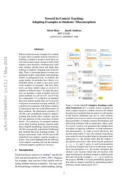 Toward In-Context Teaching: Adapting Examples to Students'
  Misconceptions