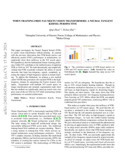 When Training-Free NAS Meets Vision Transformer: A Neural Tangent Kernel
  Perspective
