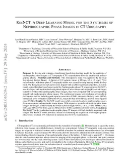 ResNCT: A Deep Learning Model for the Synthesis of Nephrographic Phase
  Images in CT Urography