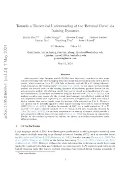 Towards a Theoretical Understanding of the 'Reversal Curse' via Training
  Dynamics
