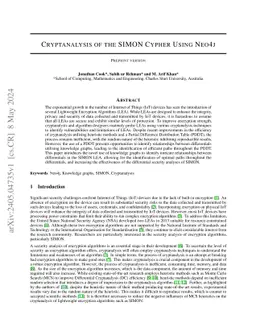 Cryptanalysis of the SIMON Cypher Using Neo4j