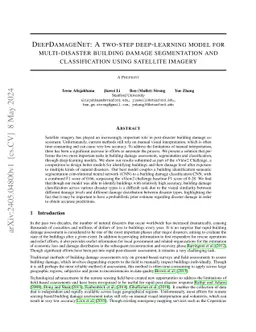 DeepDamageNet: A two-step deep-learning model for multi-disaster
  building damage segmentation and classification using satellite imagery