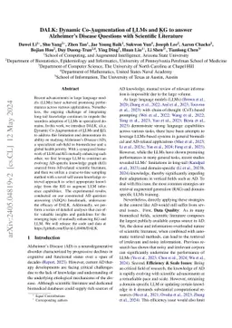 DALK: Dynamic Co-Augmentation of LLMs and KG to answer Alzheimer's
  Disease Questions with Scientific Literature